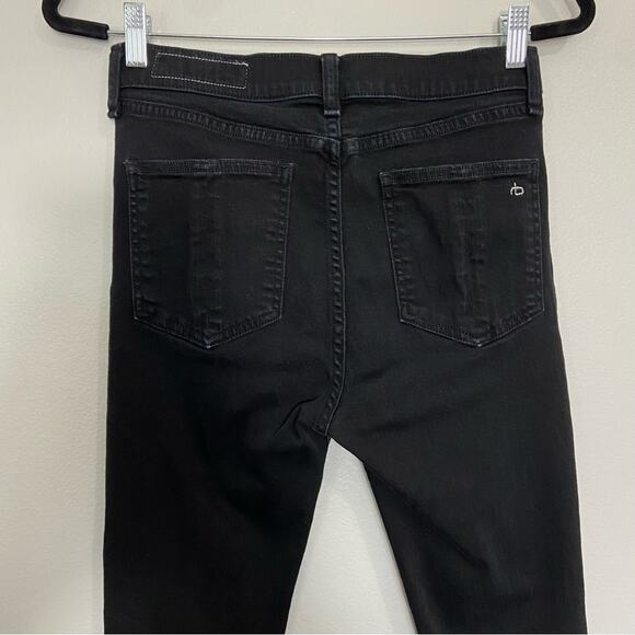 Rag & Bone 10 Inch Capri Jean Distressed Raw Hem Black Size 28 - Picture 10 of 13